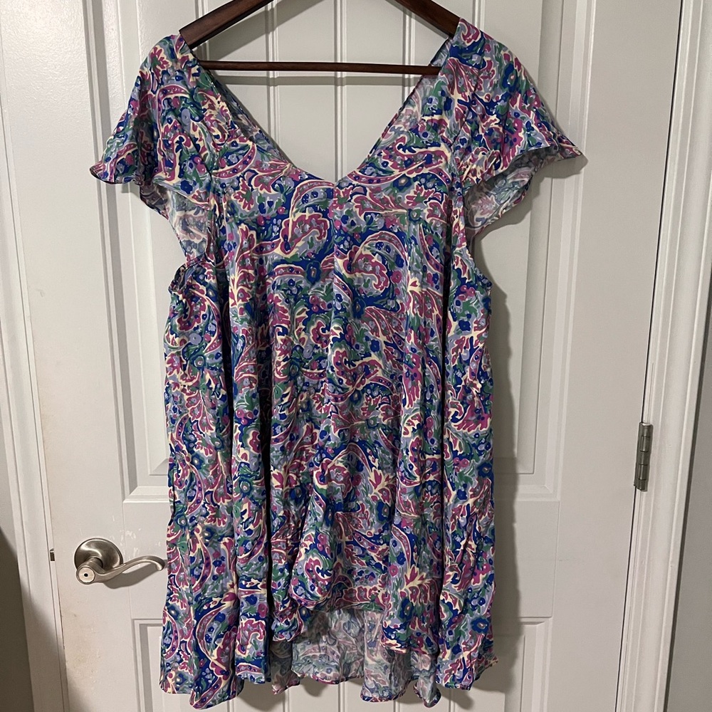 Matilda Jane Pink Blue Green Paisley Flutter Top